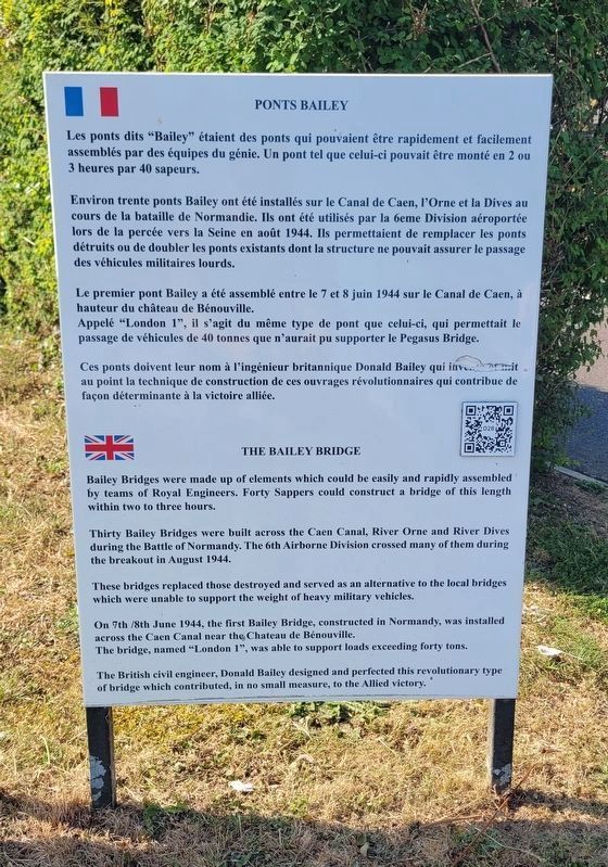 Ponts Bailey / The Bailey Bridge Marker. Click for full size. Ponts Bailey / The Bailey Bridge Marker image. Click for full size.