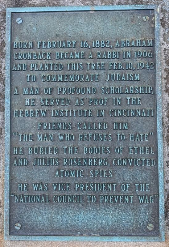 Rabbi Abraham Cronback Marker. Click for full size. Rabbi Abraham Cronback Marker image. Click for full size.