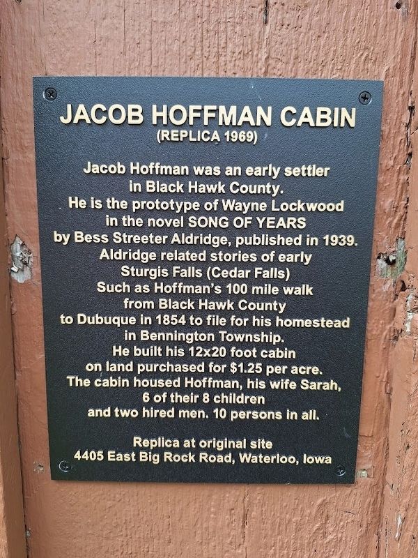 Jacob Hoffman Cabin Marker. Click for full size. Jacob Hoffman Cabin Marker image. Click for full size.