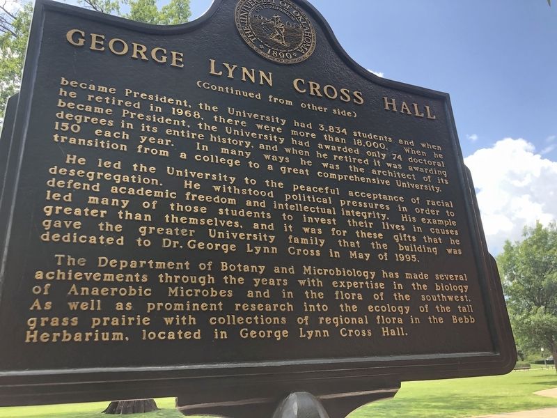 George Lynn Cross Hall Marker, Side Two. Click for full size. George Lynn Cross Hall Marker, Side Two image. Click for full size.