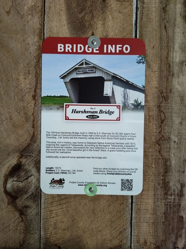 Harshman Bridge Marker. Click for full size. Harshman Bridge Marker image. Click for full size.