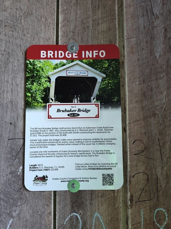 Brubaker Bridge Marker. Click for full size. Brubaker Bridge Marker image. Click for full size.