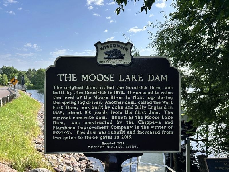 The Moose Lake Dam Marker. Click for full size. The Moose Lake Dam Marker image. Click for full size.