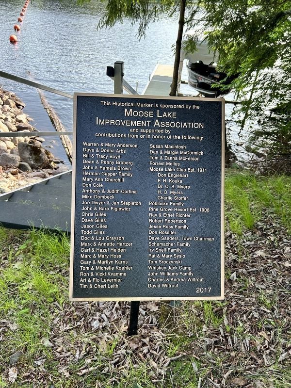 The Moose Lake Dam Marker Sponsors. Click for full size. The Moose Lake Dam Marker Sponsors image. Click for full size.