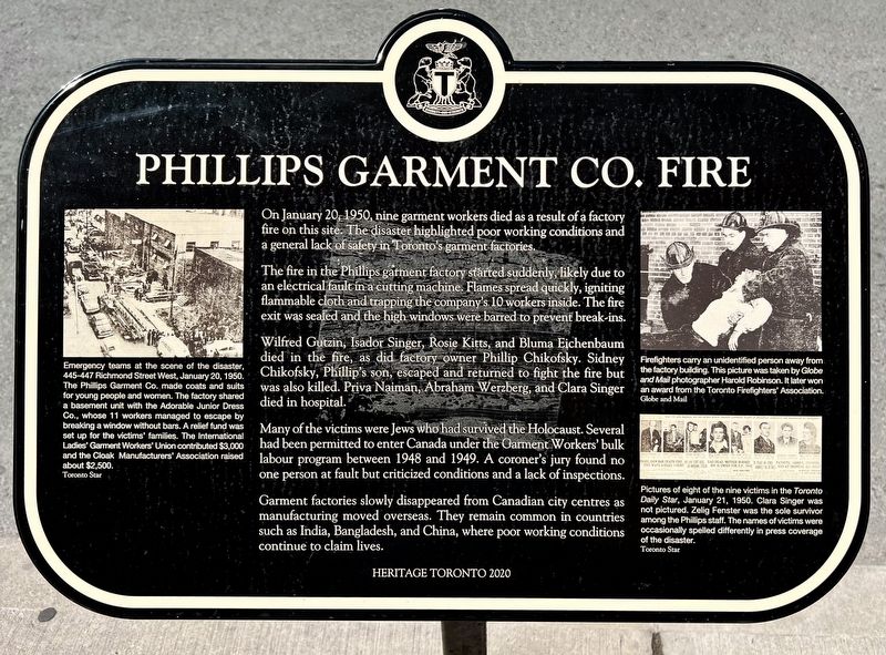 Phillips Garment Co. Fire Marker image. Click for full size.