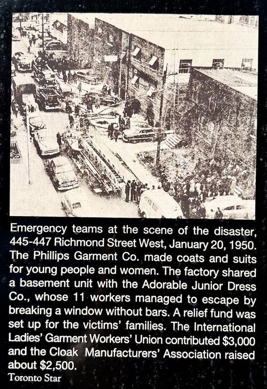 Phillips Garment Co. Fire marker photo and caption detail (left) image. Click for full size.