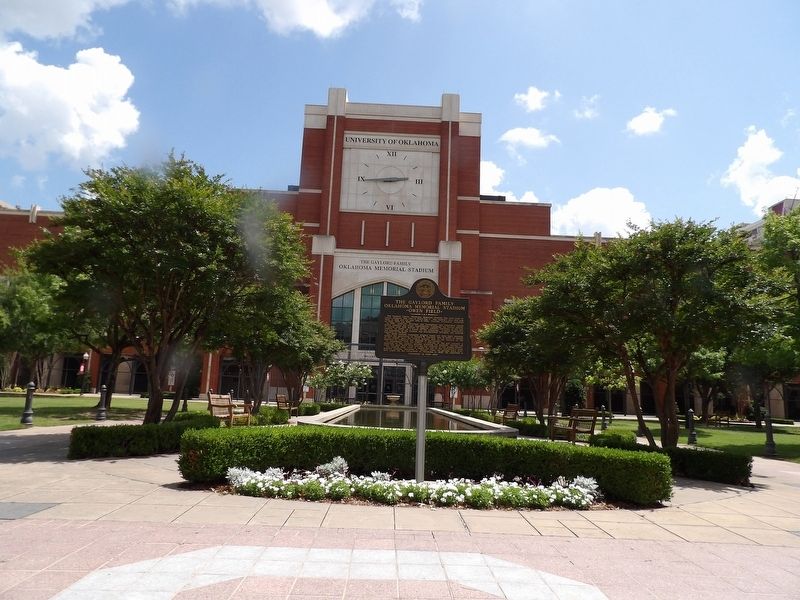 The Gaylord Family Oklahoma Memorial Stadium Marker image. Click for full size.