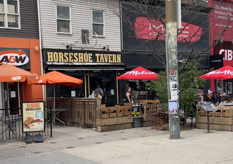 The Horseshoe Tavern in 2025 (marker is at far right) image. Click for full size.