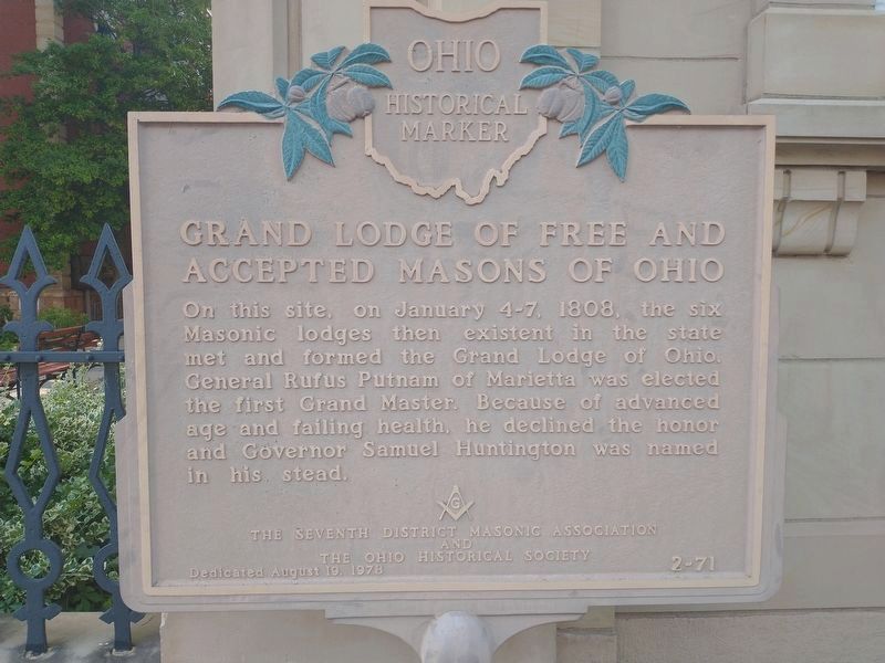 Grand Lodge of Free and Accepted Masons of Ohio Marker image. Click for full size.