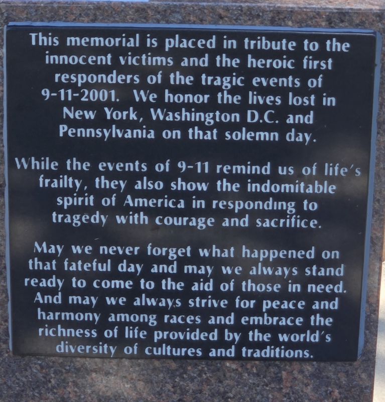 9-11 Memorial Marker. Click for full size. 9-11 Memorial Marker image. Click for full size.