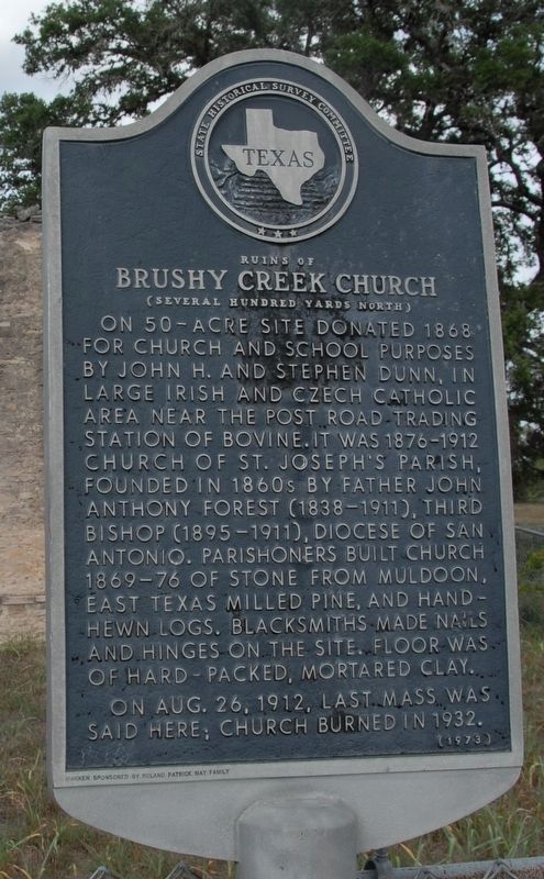 Ruins of Brushy Creek Church Marker. Click for full size. Ruins of Brushy Creek Church Marker image. Click for full size.
