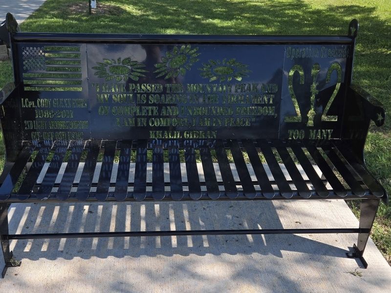 L. Cpl. Cody Glenn Engen Memorial Bench image. Click for full size.