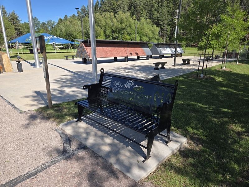 L. Cpl. Cody Glenn Engen Memorial Bench in front of Custer Veterans Memorial Park image. Click for full size.