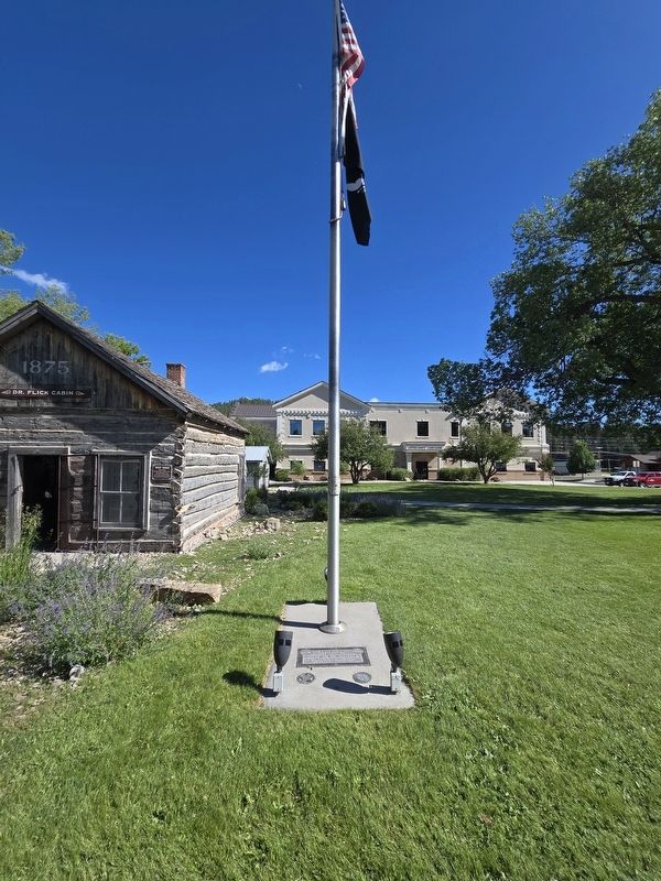 Dedicated to All Veterans Marker and Flagpole image. Click for full size.