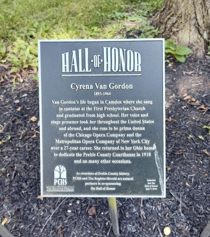 Cyrena Van Gordon Marker. Click for full size. Cyrena Van Gordon Marker image. Click for full size.