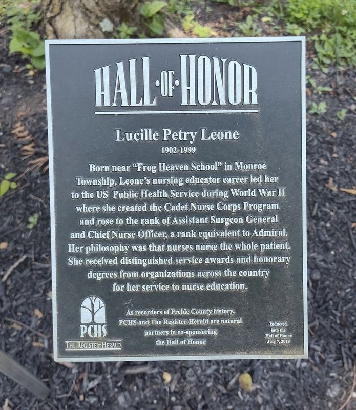 Lucille Petry Leone Marker. Click for full size. Lucille Petry Leone Marker image. Click for full size.