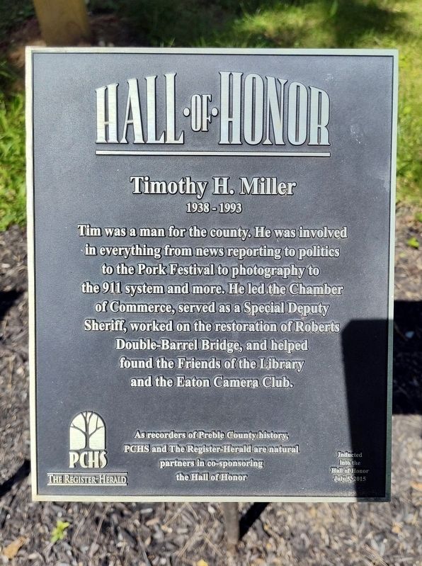Timothy H. Miller Marker image. Click for full size.