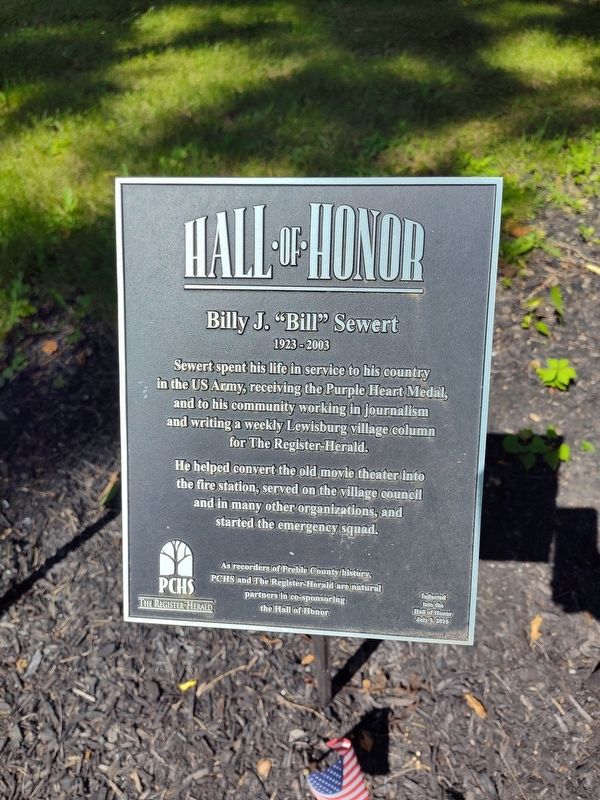 Billy J. "Bill" Sewert Marker. Click for full size. Billy J. "Bill" Sewert Marker image. Click for full size.