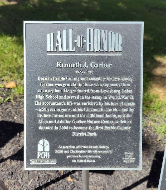 Kenneth J. Garber Marker. Click for full size. Kenneth J. Garber Marker image. Click for full size.