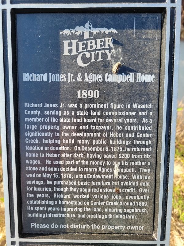 Richard Jones Jr. & Agnes Campbell Home Marker image. Click for full size.