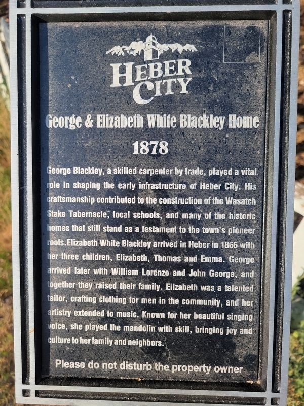 George & Elizabeth White Blackley Home Marker image. Click for full size.