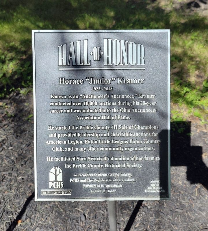 Horace "Junior" Kramer Marker. Click for full size. Horace "Junior" Kramer Marker image. Click for full size.