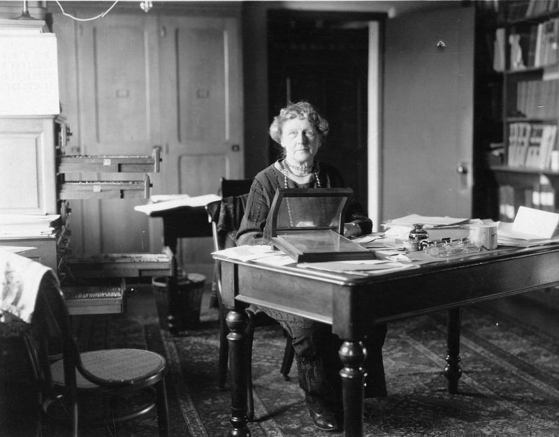 Annie Jump Cannon at her desk at the Harvard College Observatory image. Click for full size.