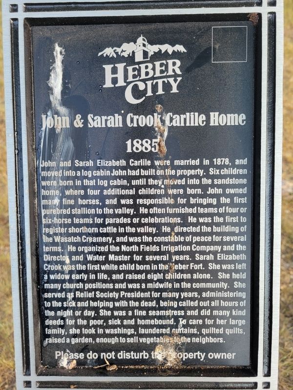 John & Sarah Crook Carlile Home Marker image. Click for full size.