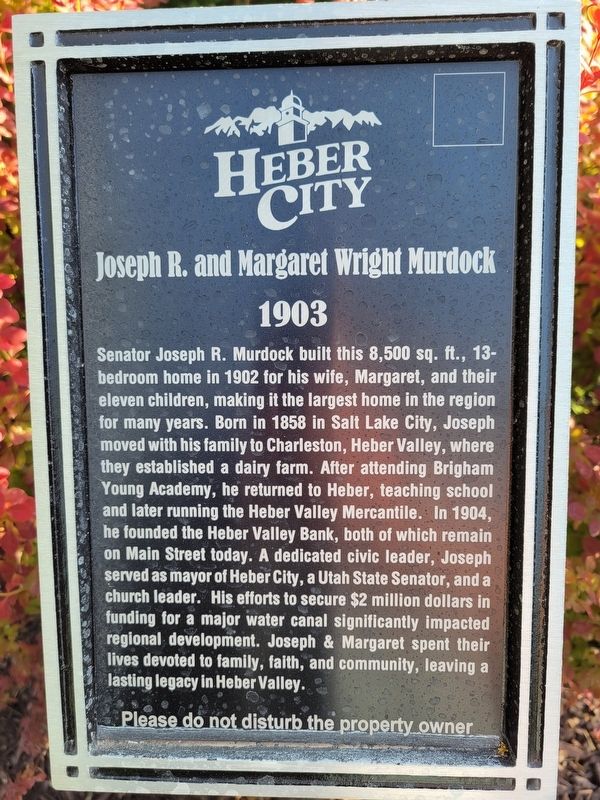 Joseph R. and Margaret Wright Murdock Marker image. Click for full size.