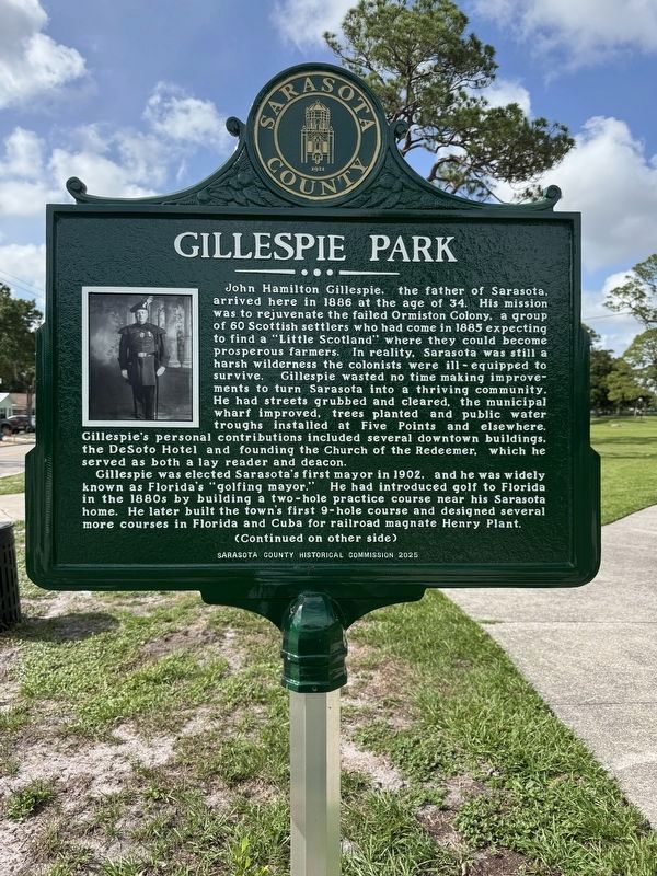 Gillespie Park Marker (front). Click for full size. Gillespie Park Marker (front) image. Click for full size.