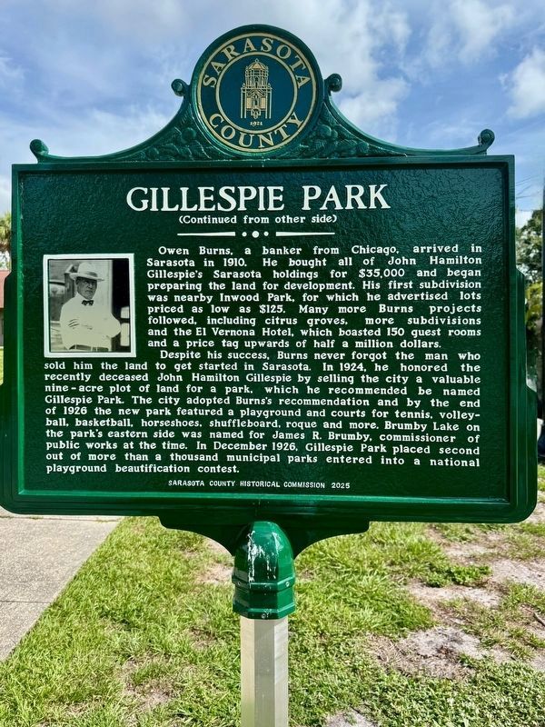 Gillespie Park Marker (rear). Click for full size. Gillespie Park Marker (rear) image. Click for full size.