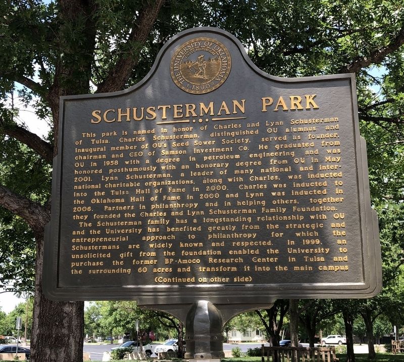 Schusterman Park Marker, Side One image. Click for full size.