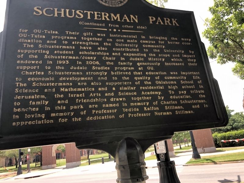 Schusterman Park Marker, Side Two image. Click for full size.