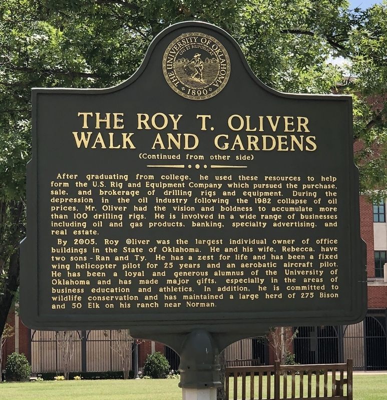 The Roy T. Oliver Walk and Gardens Marker, Side Two image. Click for full size.