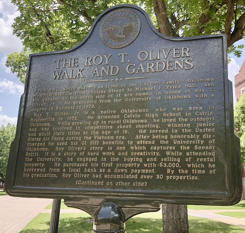 The Roy T. Oliver Walk and Gardens Marker image. Click for full size.