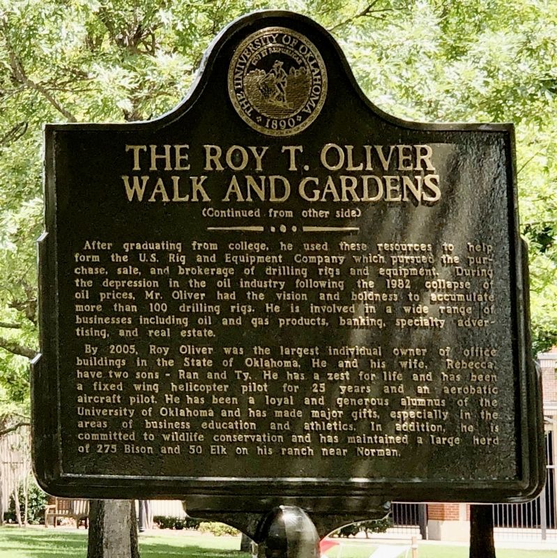 The Roy T. Oliver Walk and Gardens Marker image. Click for full size.