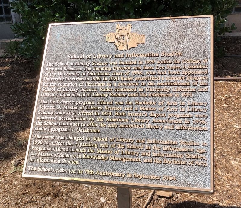 School of Library and Information Studies Marker image. Click for full size.