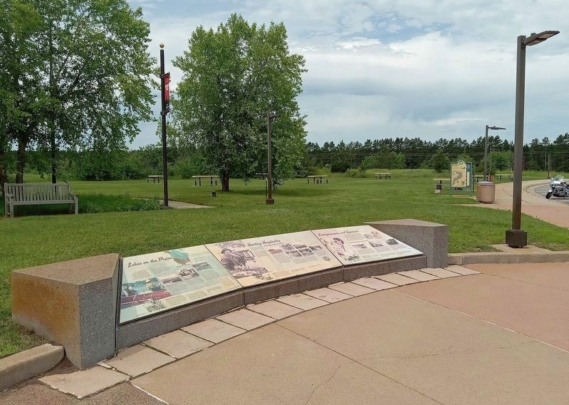Lakes on the Plains Marker (left) at the Brainerd Lakes Welcome Center. Click for full size. Lakes on the Plains Marker (left) at the Brainerd Lakes Welcome Center image. Click for full size.