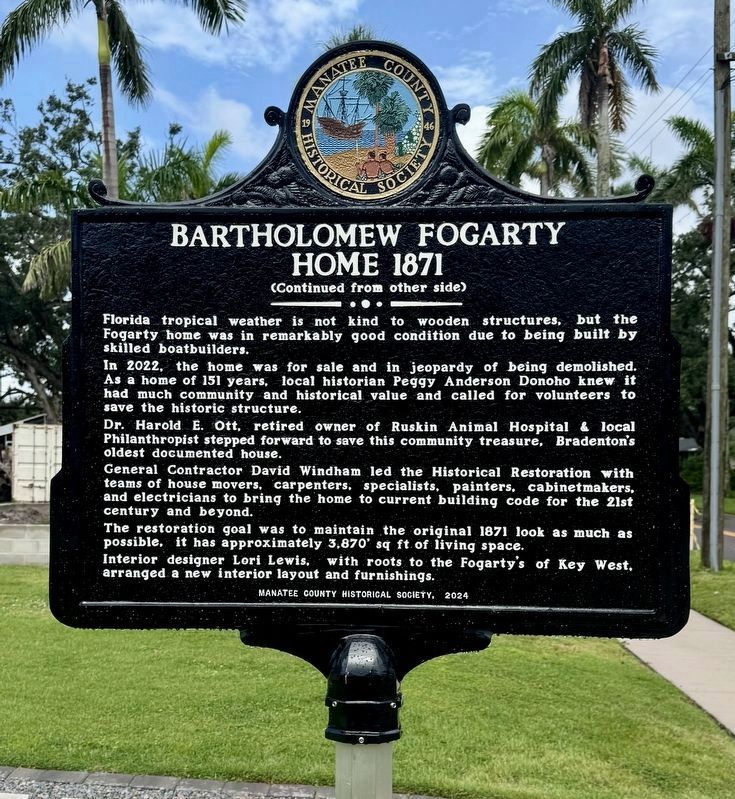 Bartholomew Fogarty Home 1871 Marker (side 2). Click for full size. Bartholomew Fogarty Home 1871 Marker (side 2) image. Click for full size.