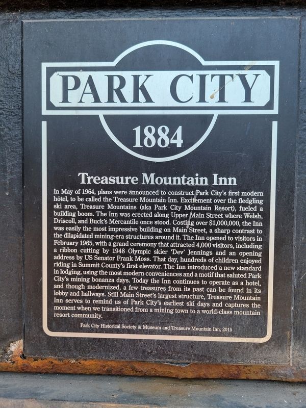 Treasure Mountain Inn Marker image. Click for full size.