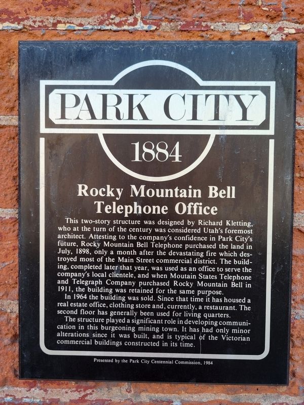 Rocky Mountain Bell Telephone Office Marker. Click for full size. Rocky Mountain Bell Telephone Office Marker image. Click for full size.