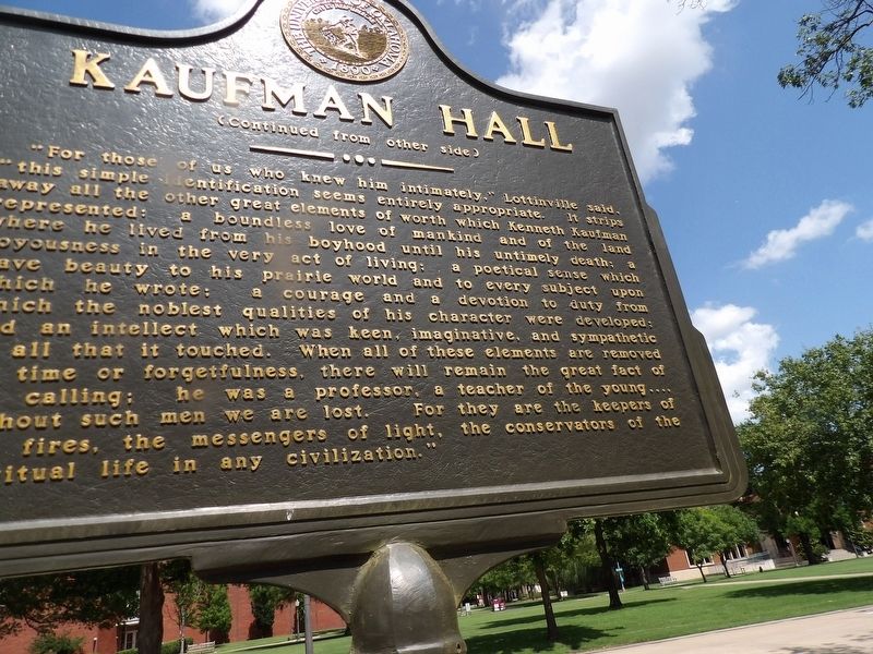 Kaufman Hall Marker, Side Two. Click for full size. Kaufman Hall Marker, Side Two image. Click for full size.