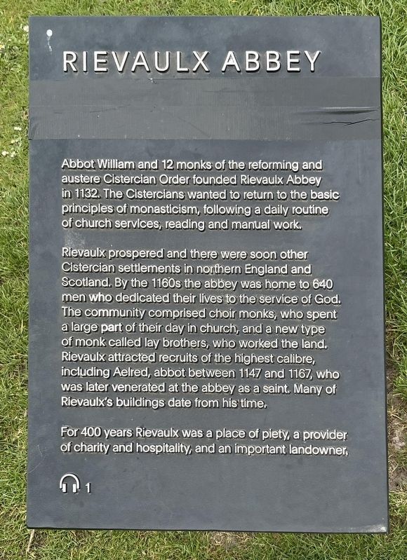 Rievaulx Abbey Marker. Click for full size. Rievaulx Abbey Marker image. Click for full size.
