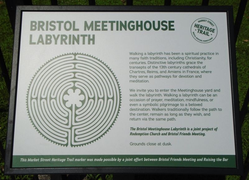 Bristol Meetinghouse Labyrinth Marker. Click for full size. Bristol Meetinghouse Labyrinth Marker image. Click for full size.