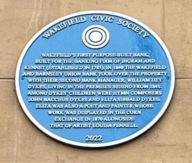 Wakefield's First Purpose-Built Bank Marker image. Click for full size.