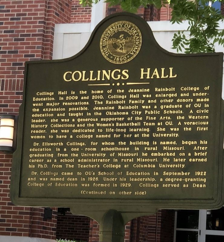 Collings Hall Marker, Side One. Click for full size. Collings Hall Marker, Side One image. Click for full size.