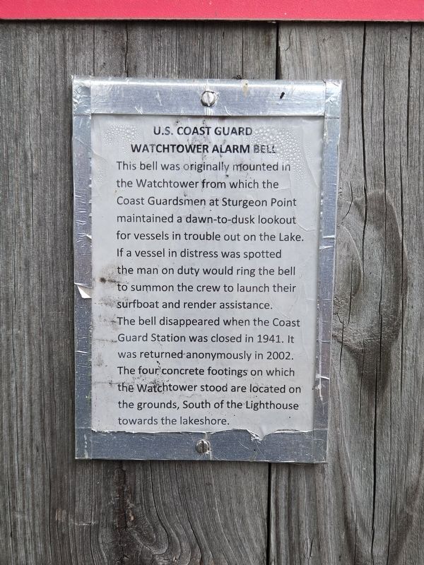 U.S. Coast Guard Watchtower Alarm Bell Marker. Click for full size. U.S. Coast Guard Watchtower Alarm Bell Marker image. Click for full size.
