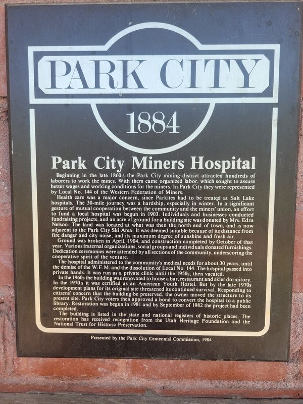 Park City Miners Hospital Marker. Click for full size. Park City Miners Hospital Marker image. Click for full size.
