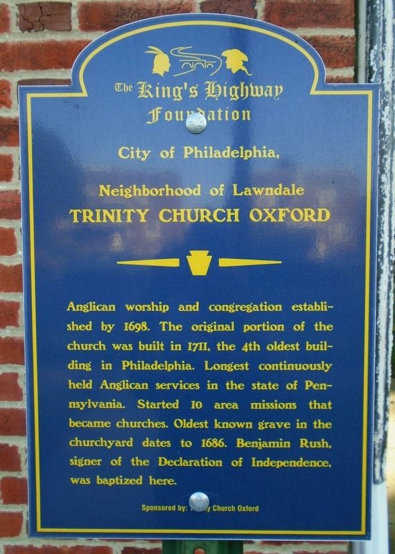 Trinity Church Oxford Marker. Click for full size. Trinity Church Oxford Marker image. Click for full size.