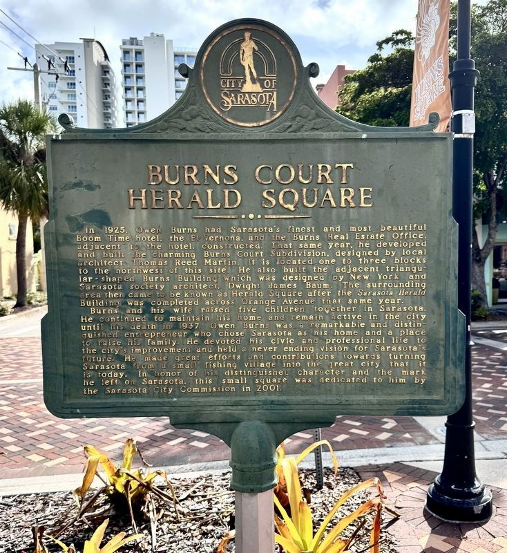 Burns Court Herald Square side of marker image. Click for full size.